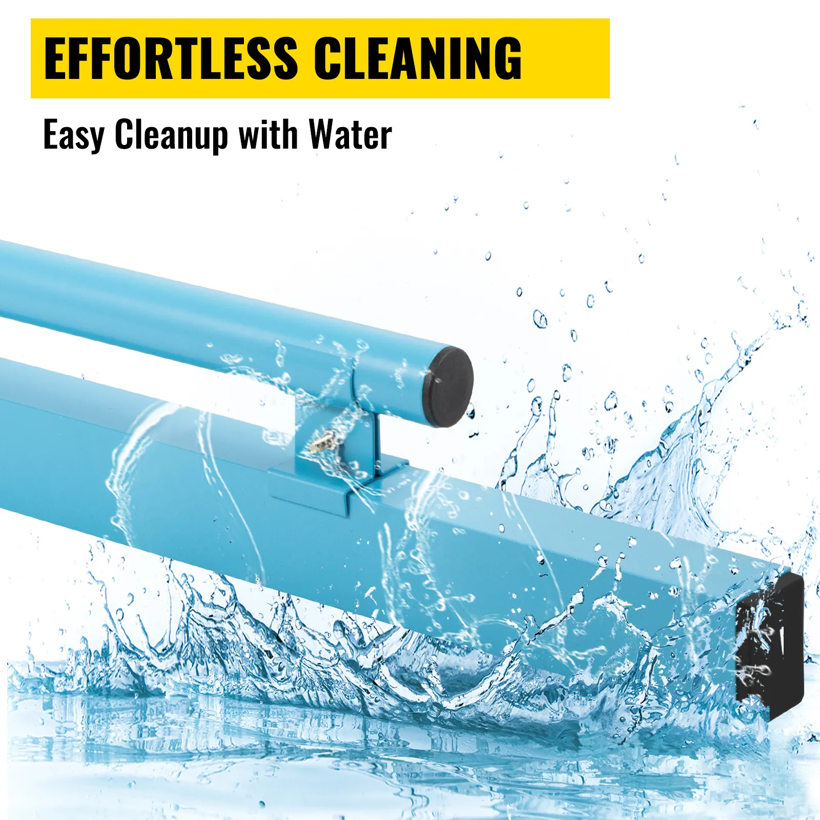 Solera de hormigón VEVOR con protección contra salpicaduras de agua para una limpieza fácil, que muestra una limpieza sin esfuerzo.