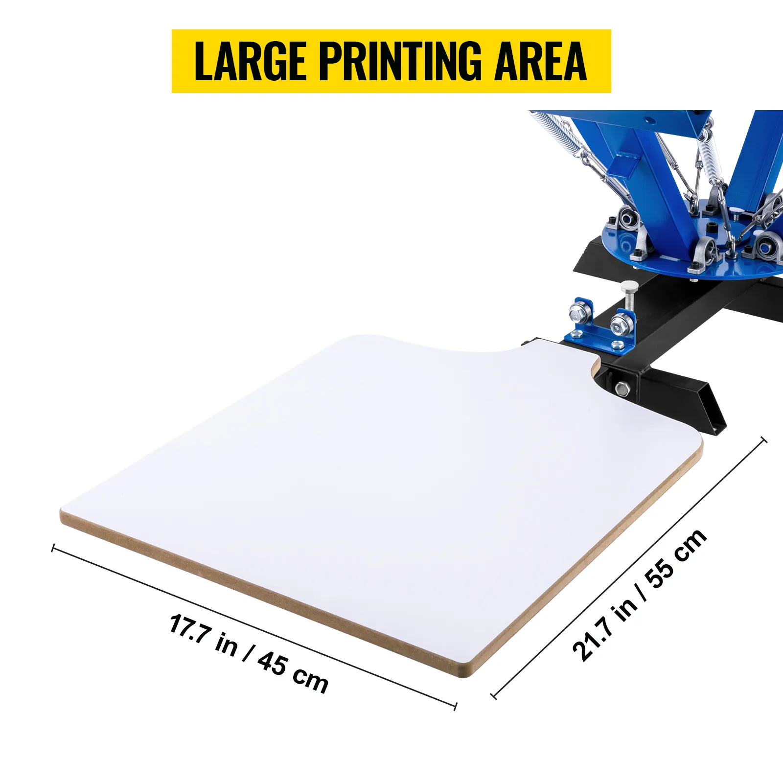 VEVOR screen printing machine with large 21.7 x 17.7 inch printing area.