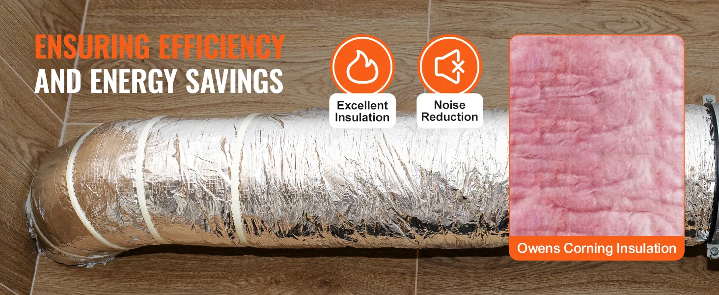 VEVOR dryer vent hose with excellent insulation, noise reduction, and owens corning insulation.
