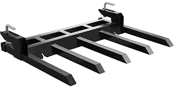 heavy-duty VEVOR debris forks with five black steel tines and adjustable clamp system.