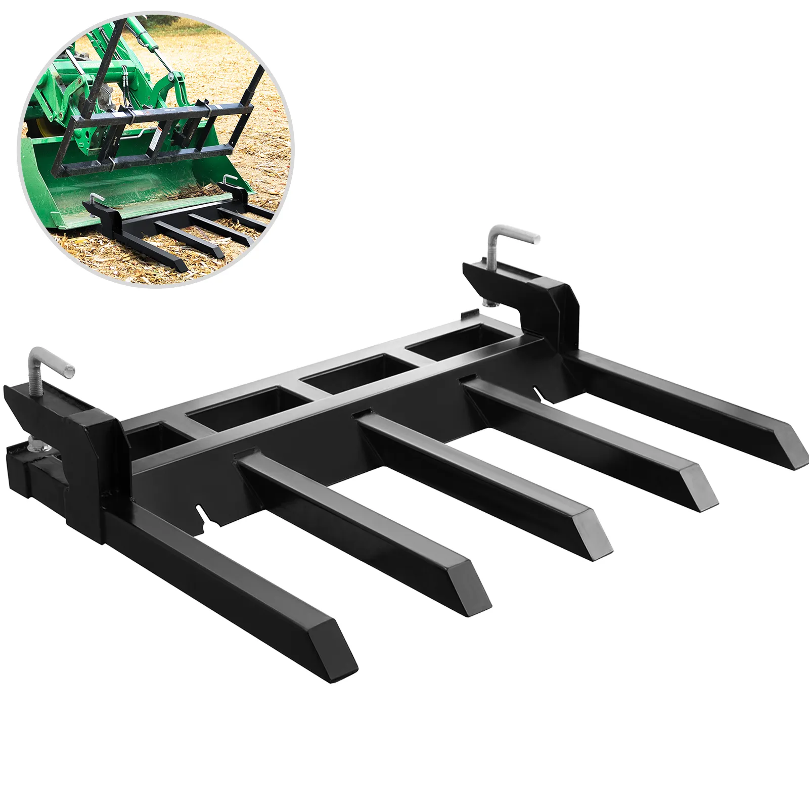 VEVOR debris forks for tractor, with five sturdy tines and secure attachment points.