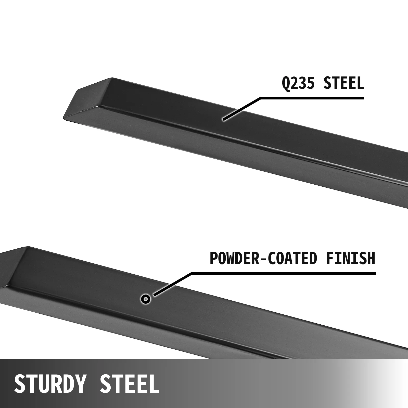 VEVOR debris forks made of sturdy q235 steel with a powder-coated finish.