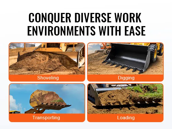 VEVOR bucket tooth bar for shoveling, digging, transporting, and loading in diverse work environments.