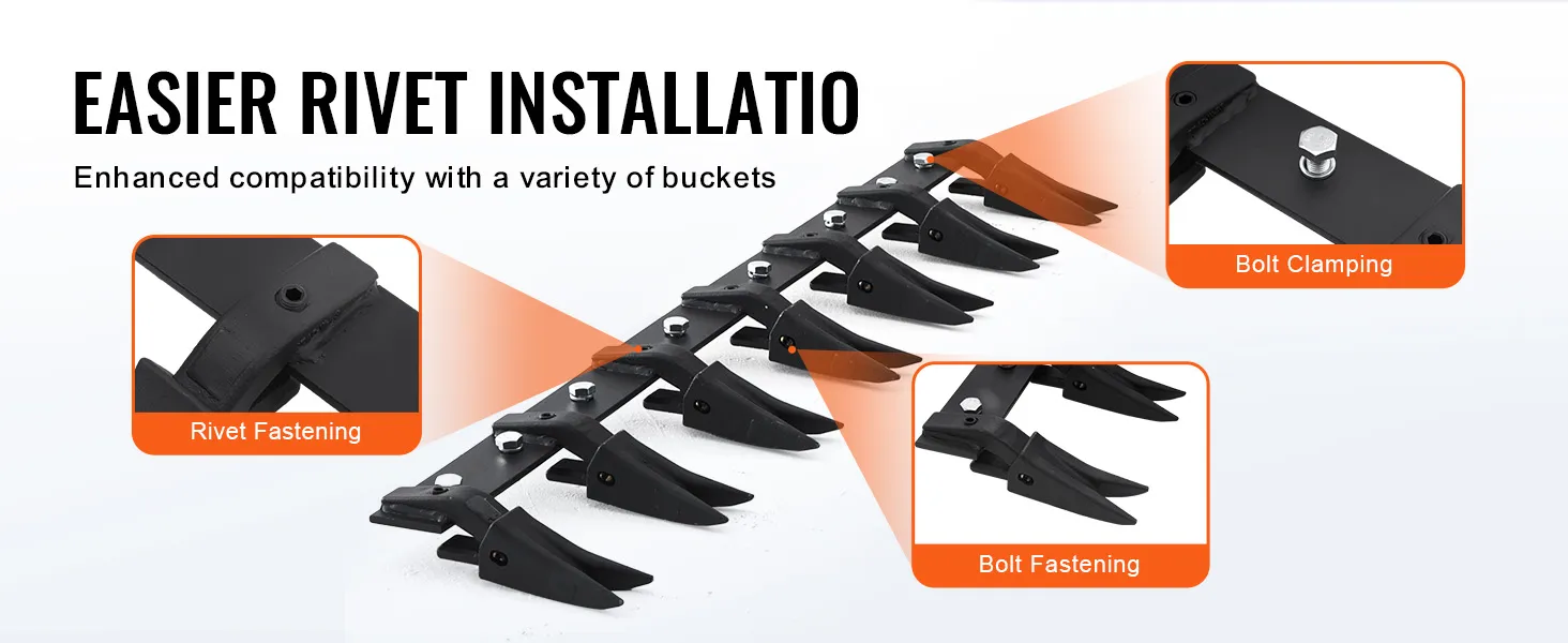 VEVOR emmertandstang met klinknagelbevestiging en boutklem voor eenvoudige montage op verschillende emmers.