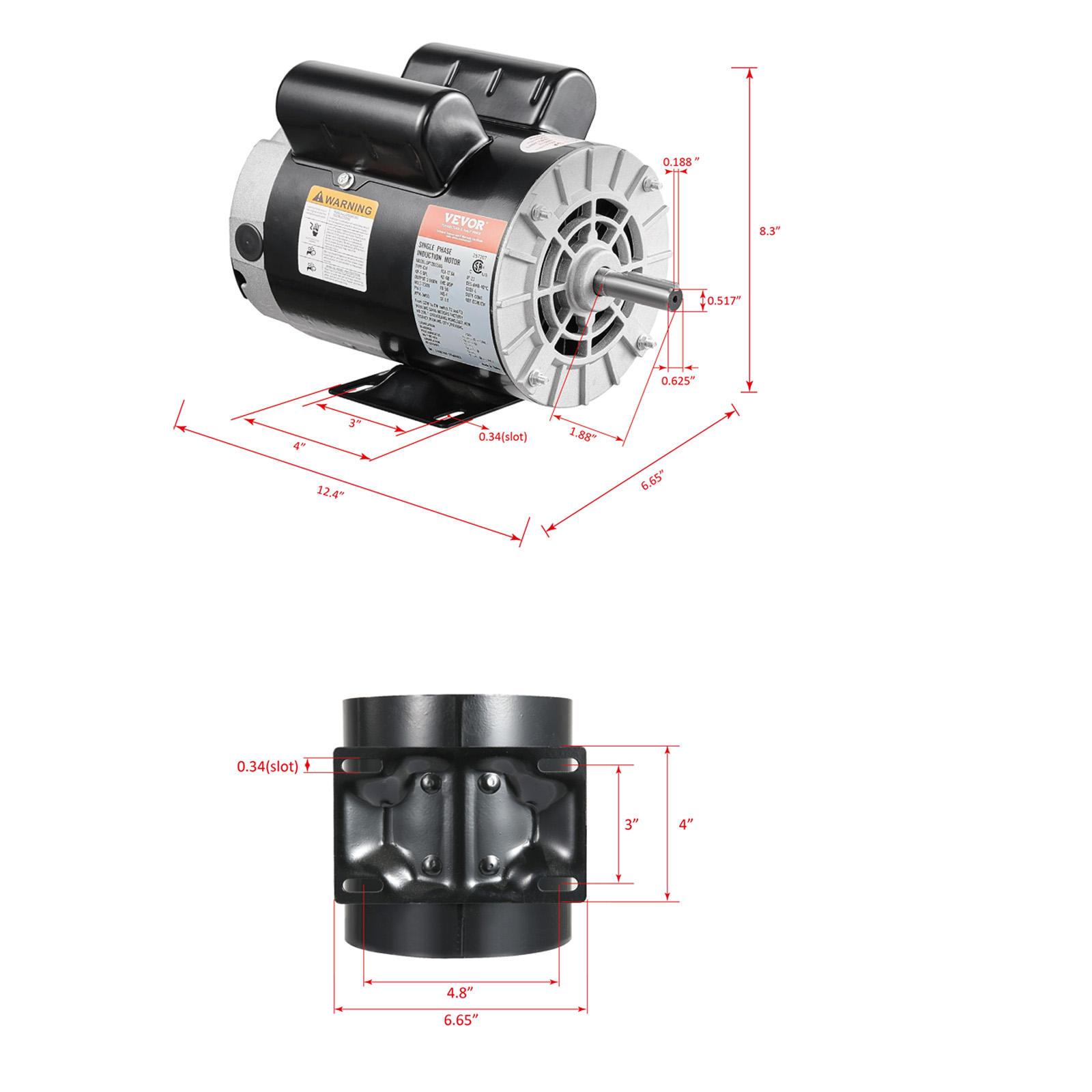 y❤︎ VEVOR 3.7HP Air Compressor Motor, 3450RPM Electric Motor
