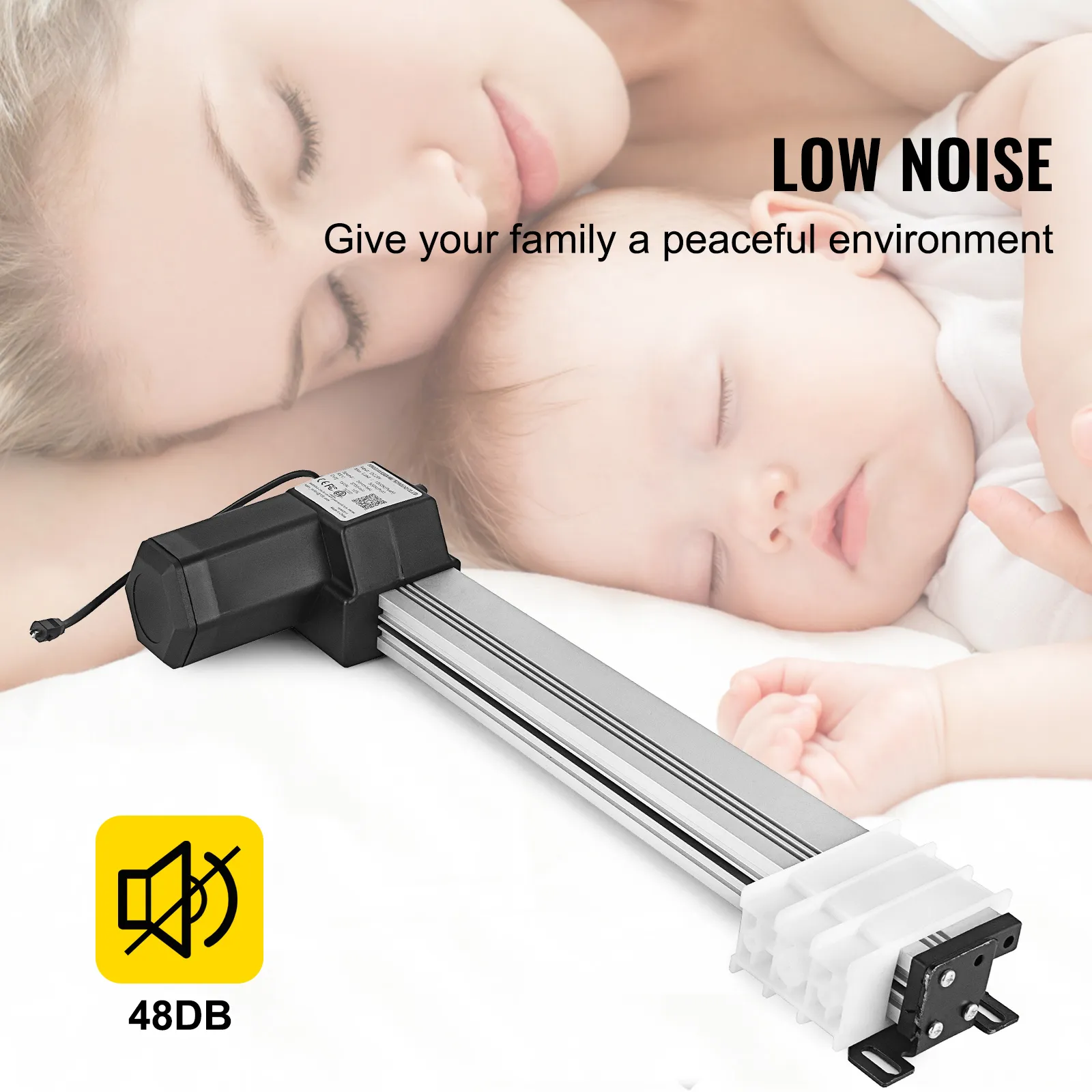 Motor reclinable eléctrico VEVOR con bajo nivel de ruido, 48 db, ambiente familiar tranquilo.