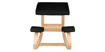 VEVOR ergonomic kneeling chair with natural wood frame and black cushioning.