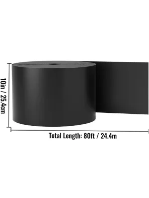Rollo de borde paisajístico VEVOR negro, 10 pulgadas x 80 pies, con dimensiones de 254,4 cm de largo y 24,4 m de ancho.