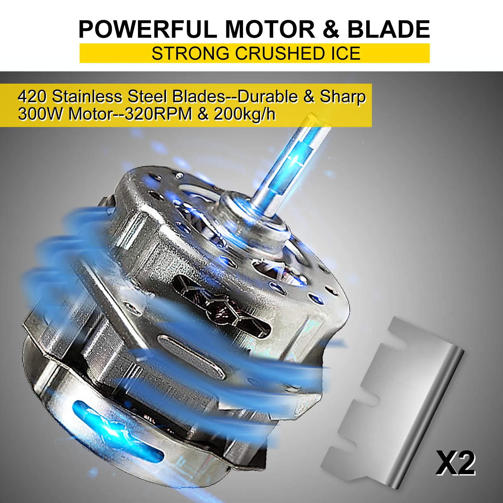 VEVOR ice shaver crusher with powerful 300w motor and durable stainless steel blades.