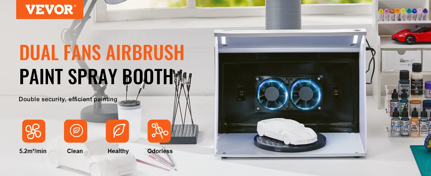 VEVOR dual fans airbrush paint spray booth with clean, healthy, and odorless operation.