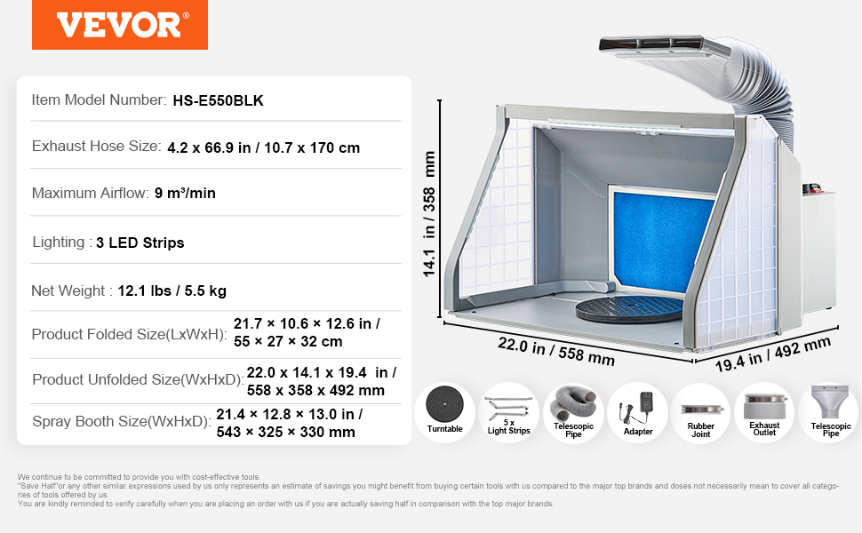 VEVOR Model Paint Booth—Portable Airbrush Spray Kit with LED