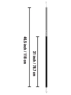 VEVOR rubber bungee cords, 46.5 inch and 31 inch measurements displayed, black with hooks.