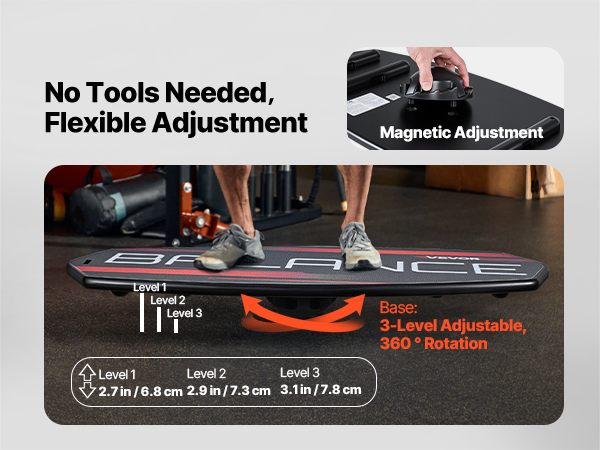 VEVOR Balance Board, 3-Level Height Adjustable Wobble Board