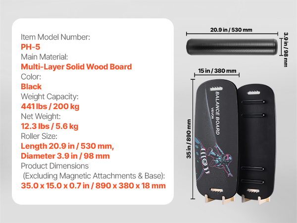 VEVOR Balance Board, 2-in-1 Wobble Board Trainer for Adults