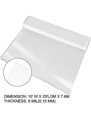 VEVOR greenhouse film, 10'x25', 6 mil thickness, transparent sheet.