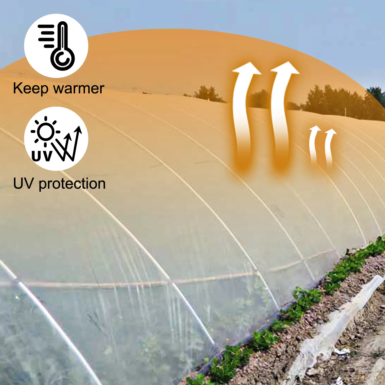 VEVOR greenhouse film with uv protection and heat retention for effective plant growth.