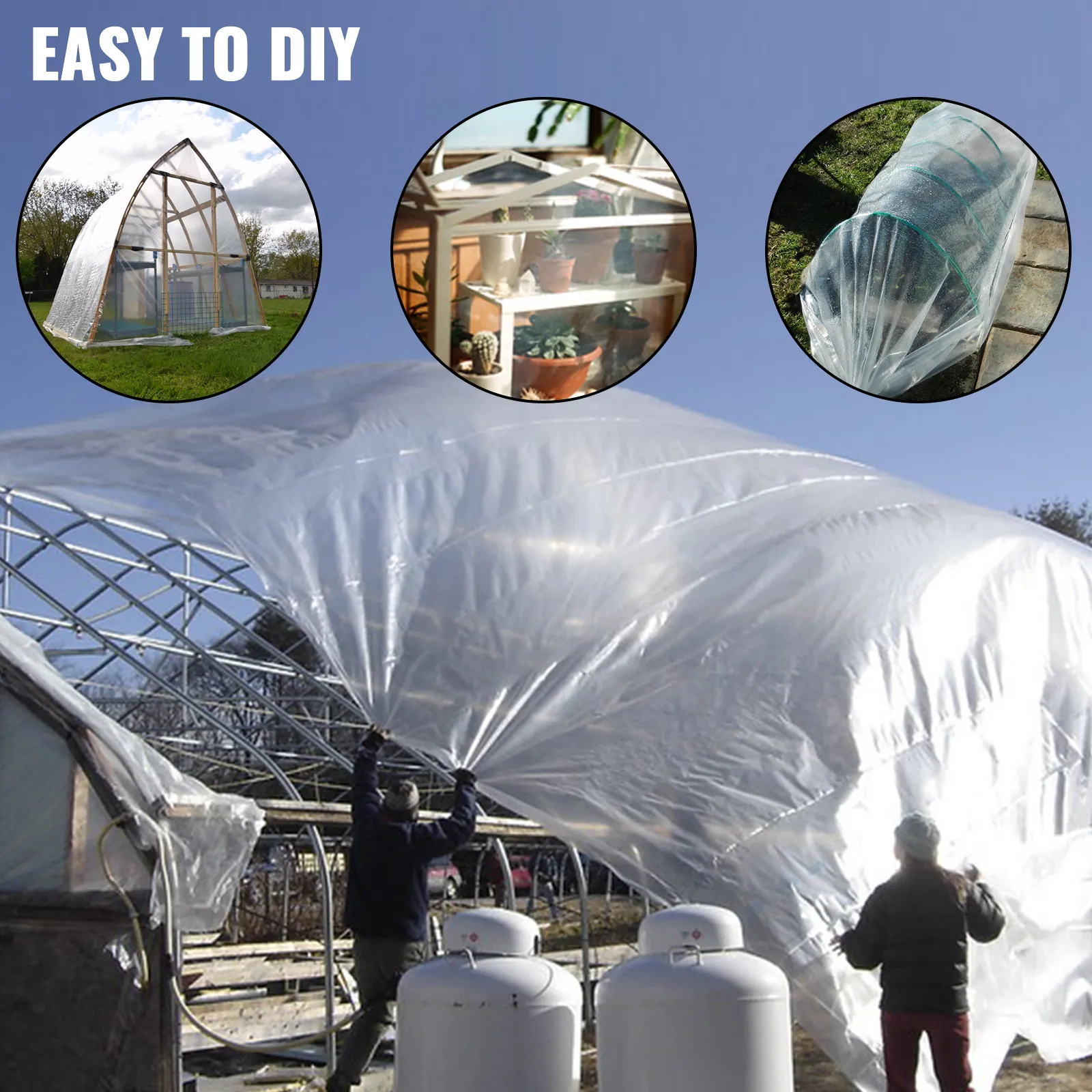 easy diy installation of VEVOR greenhouse film with various application examples.
