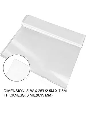 rolled VEVOR greenhouse film, 8'w x 25'l, 6 mil thickness.