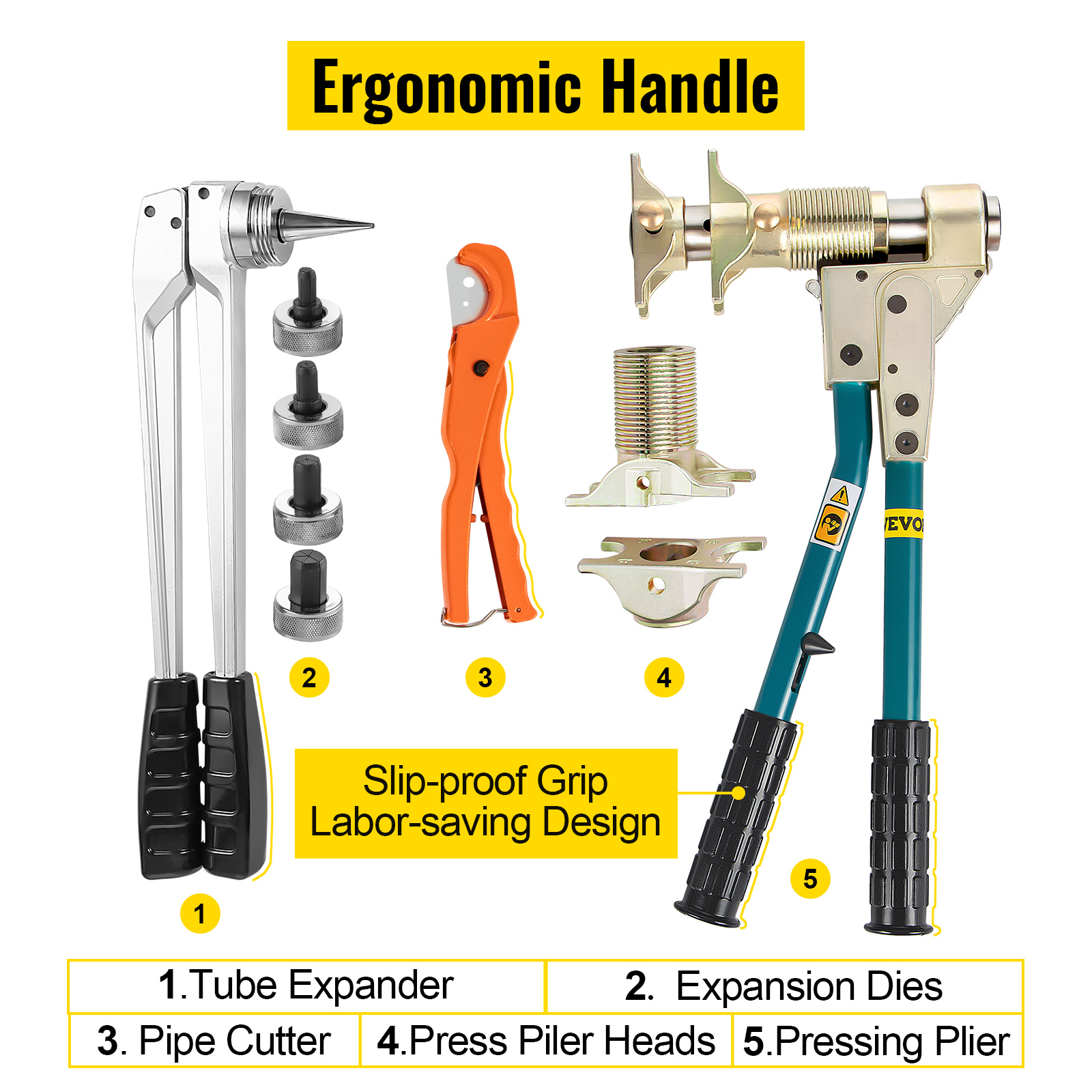VEVOR Pipe Clamp Tools, 16/20/25/32 mm PEX Clamping Tool, Manual