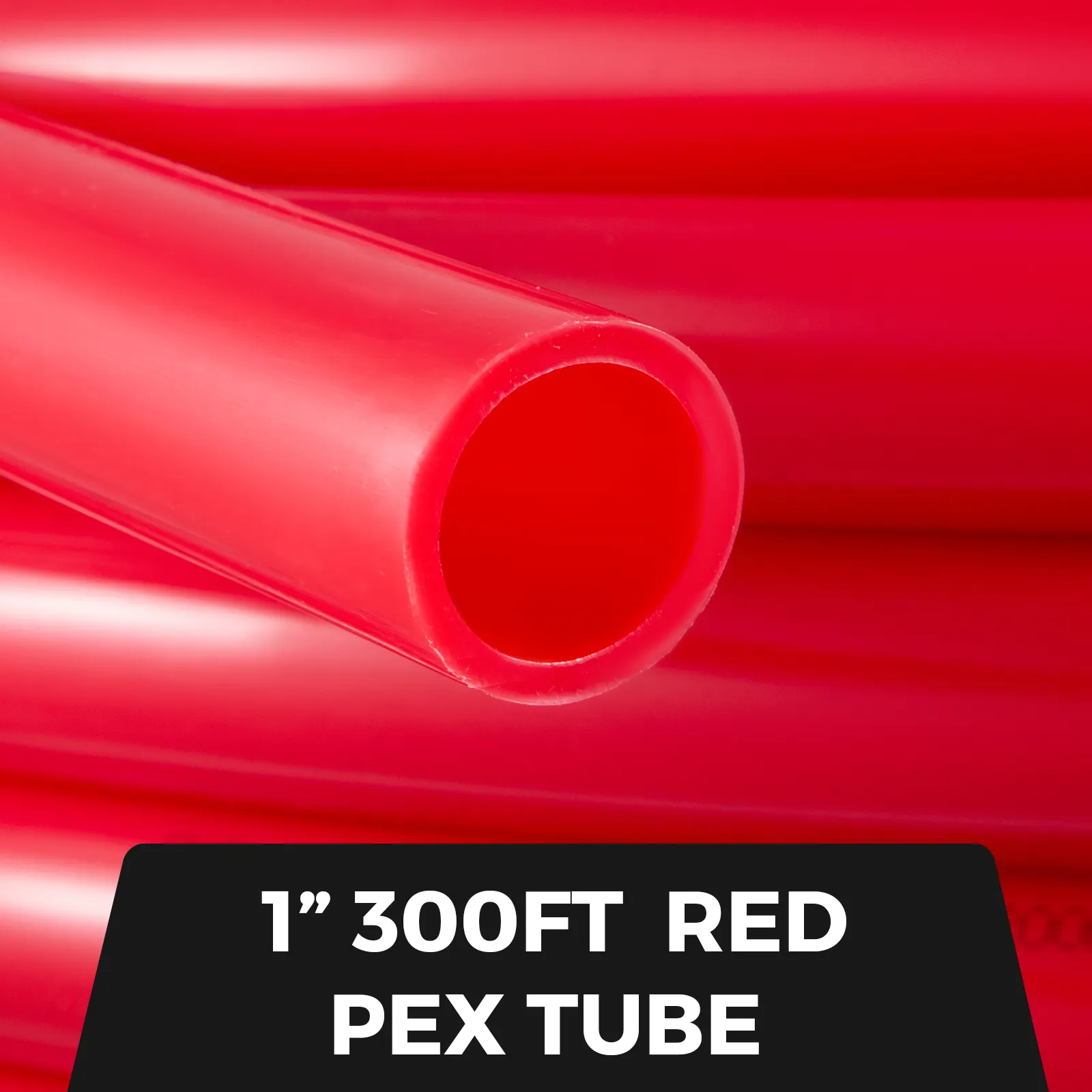red 1-inch VEVOR pex pipe tubing, 300ft length.