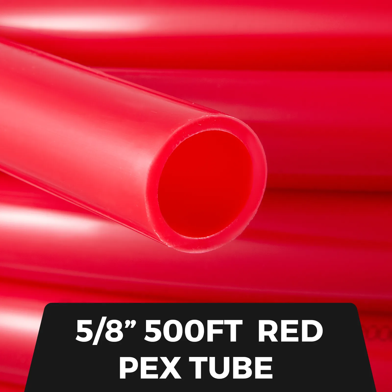 Primer plano de tubo pex VEVOR rojo de 5/8” y 500 pies con superficie lisa.