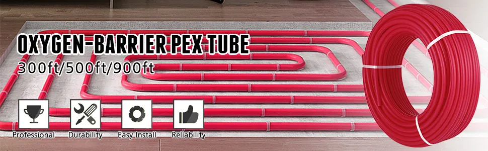 VEVOR pex tubing, oxygen-barrier, 300ft/500ft/900ft, professional, durable, easy install.