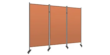 VEVOR office partition with three connected orange panels on wheeled bases.