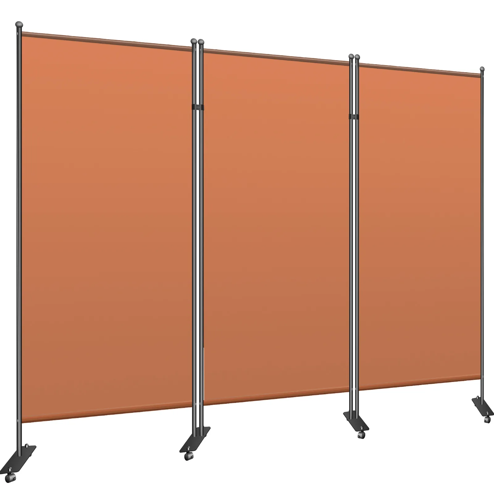 VEVOR office partition with three orange panels and black frame on wheels.