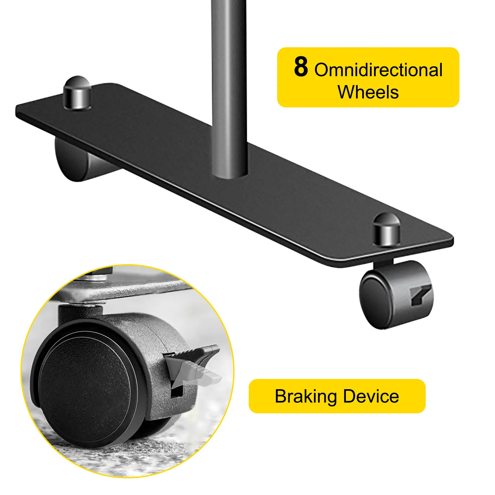 VEVOR office partition with 8 omnidirectional wheels and braking device for stability.
