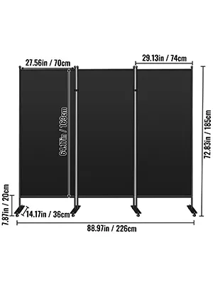 VEVOR office partition with dimensions: 88.97in total width, 78.81in height.