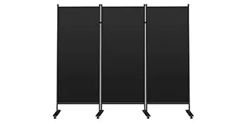 VEVOR office partition with three black panels and metal frame on wheels.