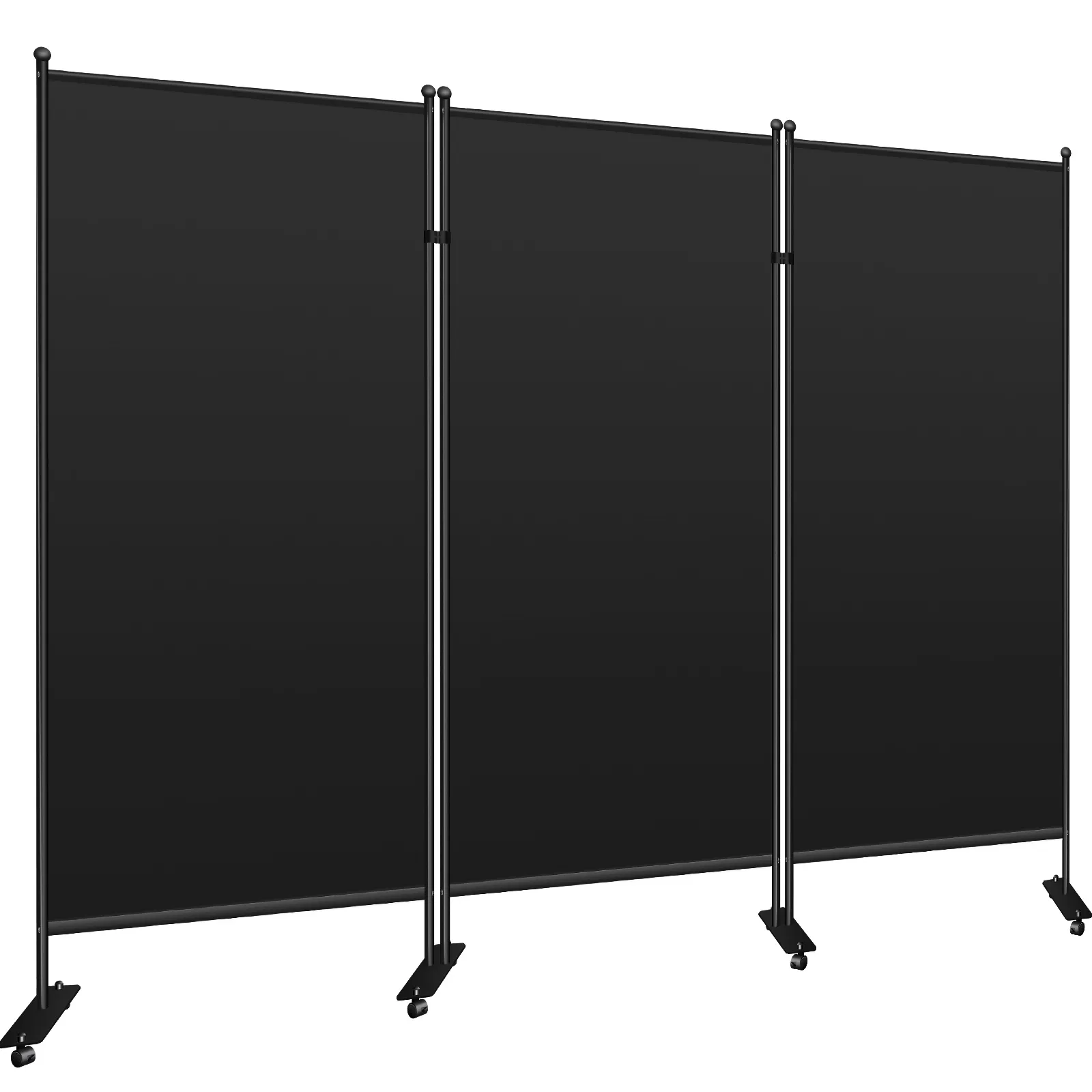 VEVOR office partition with three black panels and metal support frames on wheels.