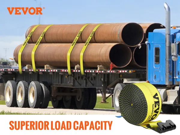VEVOR-Windengurte: Überragende Tragfähigkeit, 6.000 Pfund Arbeitslast, 18.000 Pfund Bruchfestigkeit, hohe Haltbarkeit.