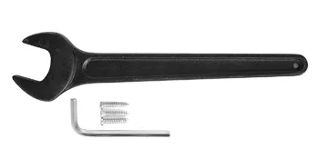 black wrench, silver allen key, and screws for VEVOR leather cutting machine assembly.