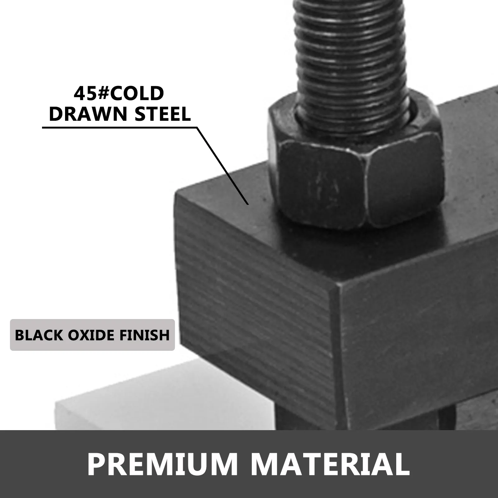 VEVOR leather cutting machine made from 45# cold-drawn steel with black oxide finish. premium material.