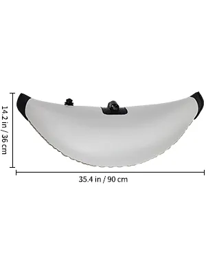 VEVOR kayak stabilizers, white inflatable with black tips, 35.4 in long, 14.2 in tall.
