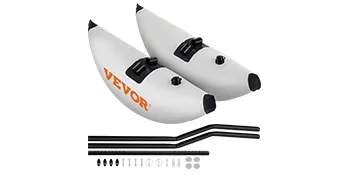 VEVOR kayak stabilizers with white pontoons, mounting hardware, and support bars for improved stability.