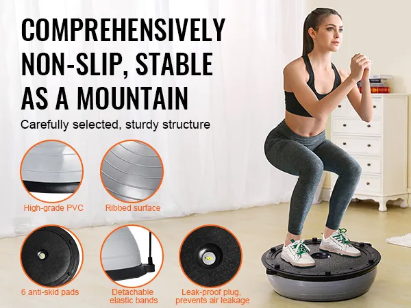 VEVOR balance ball trainer with high-grade pvc, ribbed surface, anti-skid pads, and detachable bands.