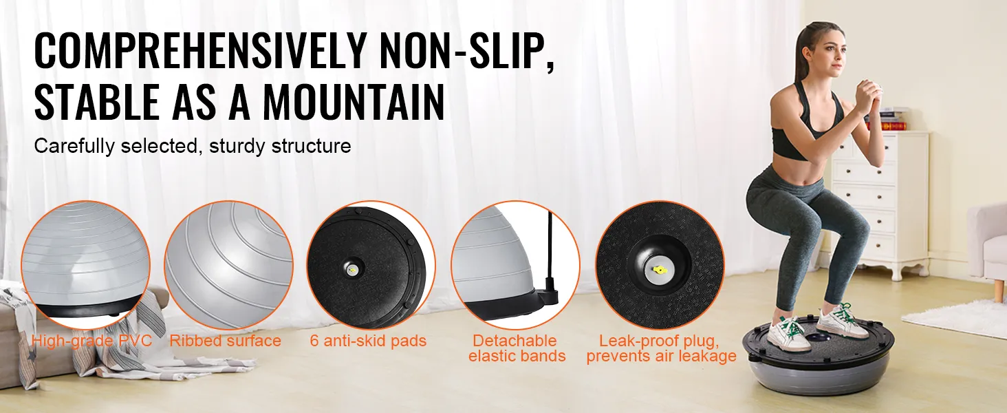 VEVOR balance ball trainer with high-grade pvc, ribbed surface, anti-skid pads, and detachable bands.
