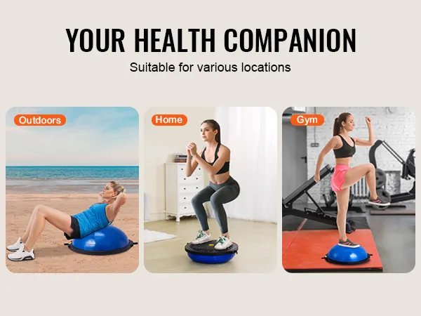 VEVOR balance ball trainer used outdoors, at home, and in the gym for versatile workouts.