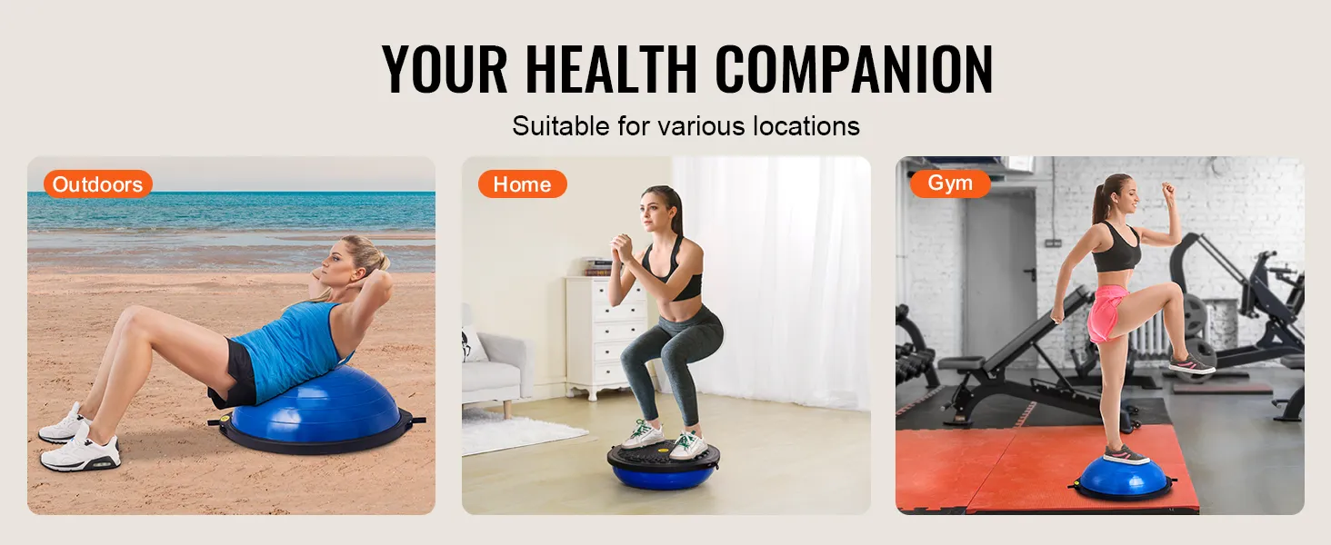 VEVOR balance ball trainer used outdoors, at home, and in the gym for versatile workouts.