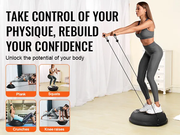 VEVOR balance ball trainer for planks, squats, crunches, and knee raises to rebuild your confidence.