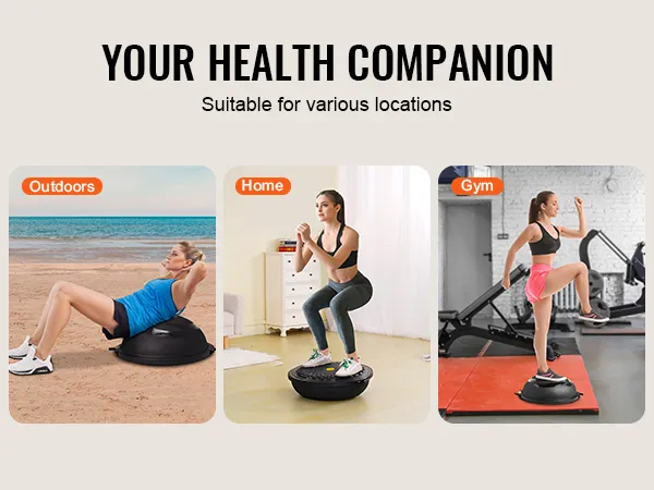 VEVOR balance ball trainer used outdoors, at home, and in the gym for versatile fitness routines.