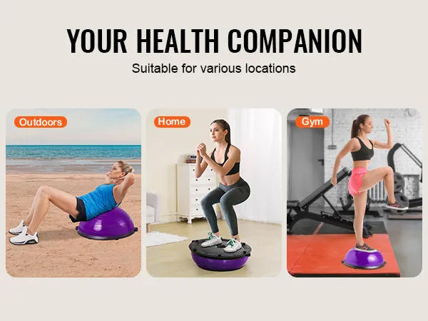 VEVOR half exercise ball trainer for workouts outdoors, at home, or in the gym. ideal for versatile fitness.