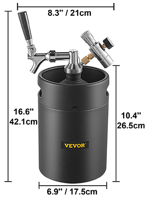 Mini Fût à Bière Pression 5 L Portable – Pression Réglable 0-30 PSI, Garde La Bière Fraîche Des Mois - 6