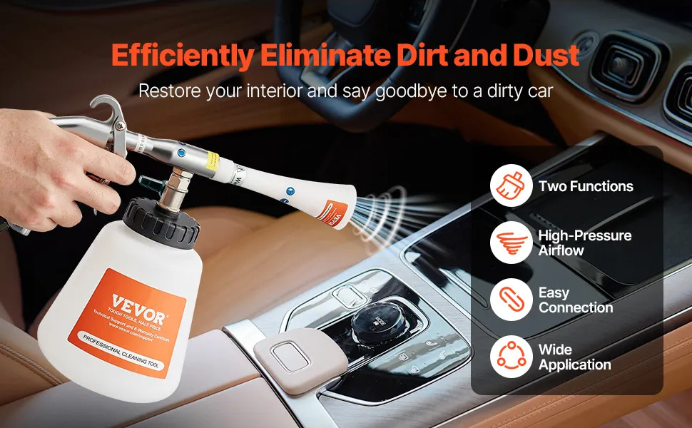 Car Cleaning 6-9.2 Bar High-Pressure Air Blow 2 Nozzles Blasts Dirt Dust