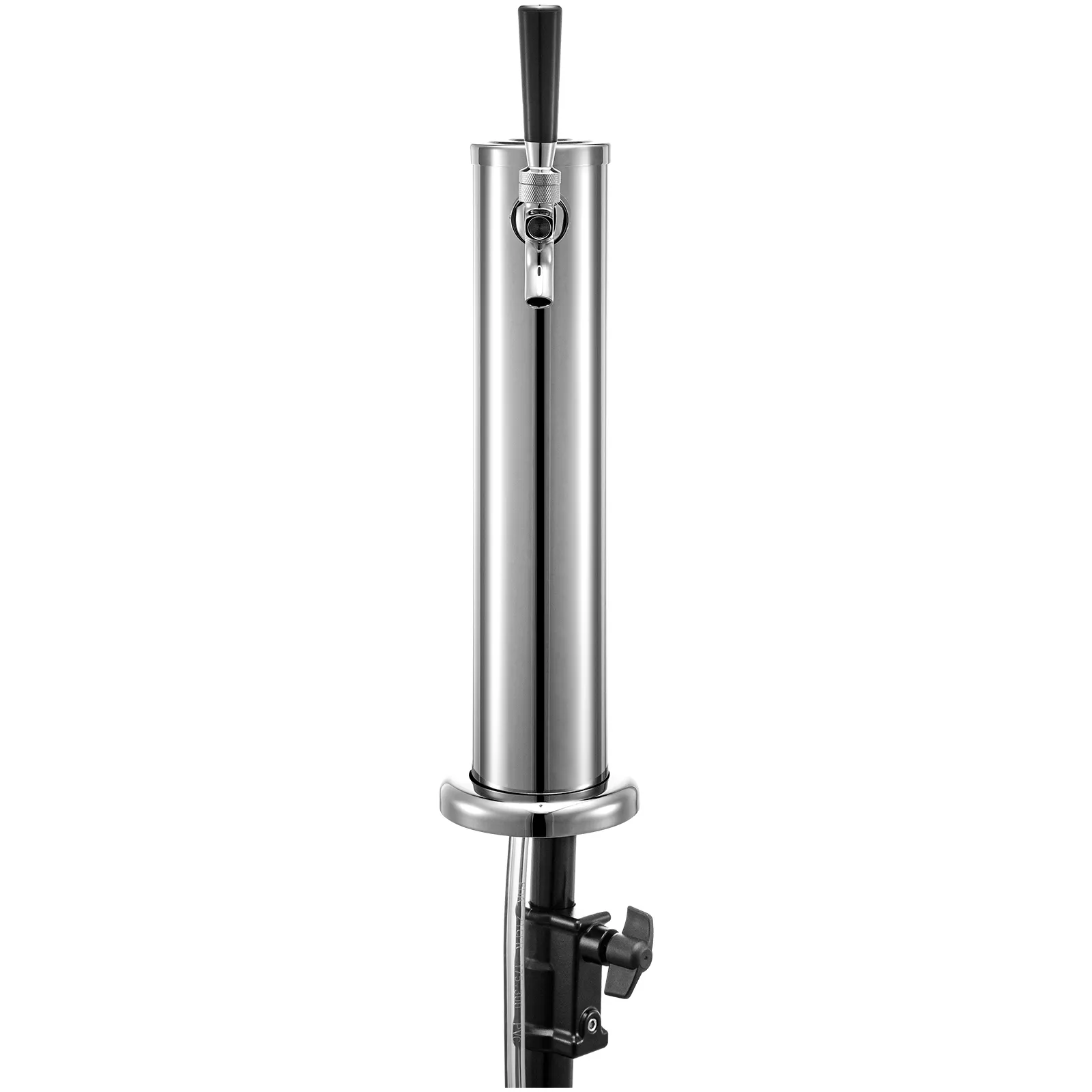 stainless steel VEVOR beer tower with single faucet and black tap handle.