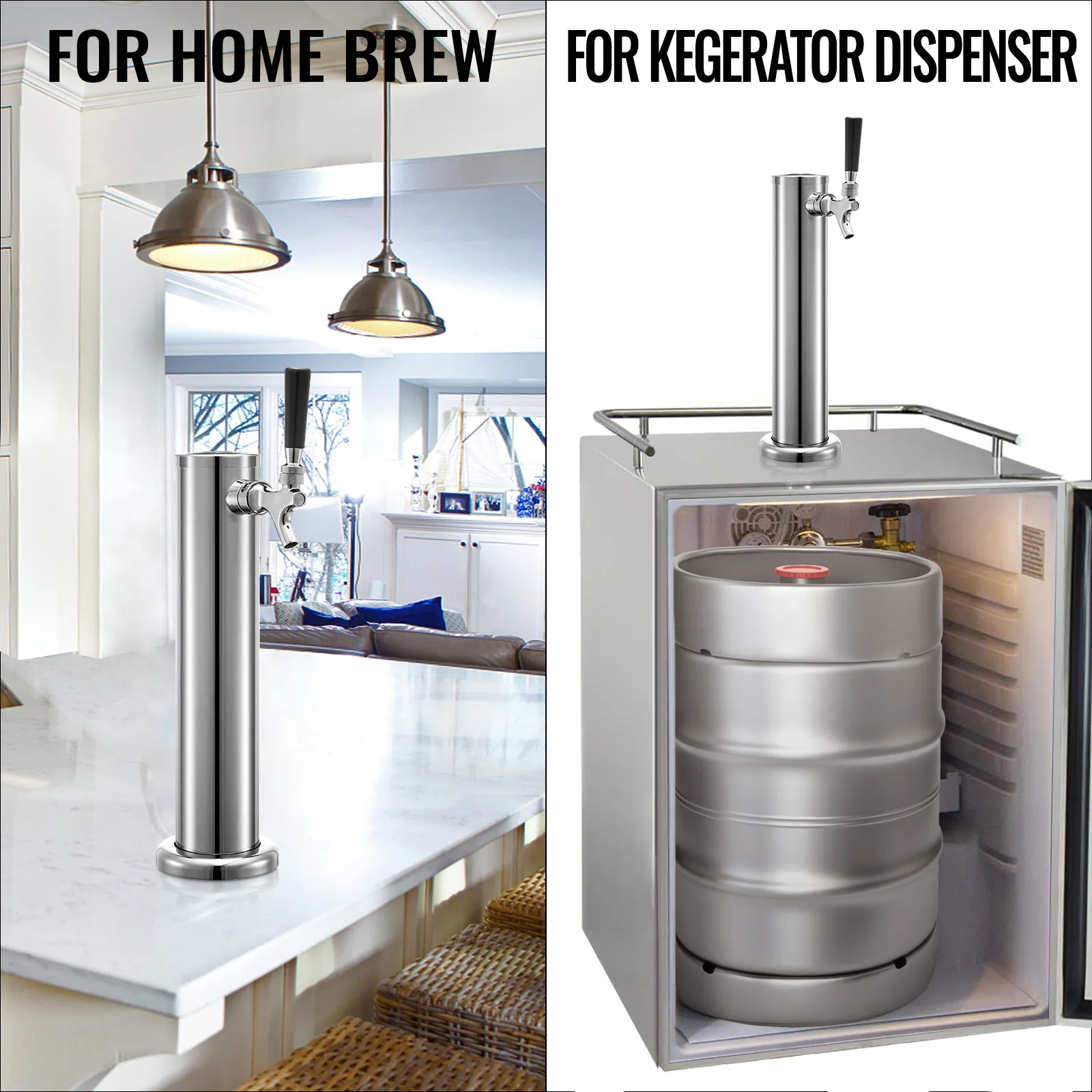 VEVOR beer tower for home brew and kegerator dispenser setup.