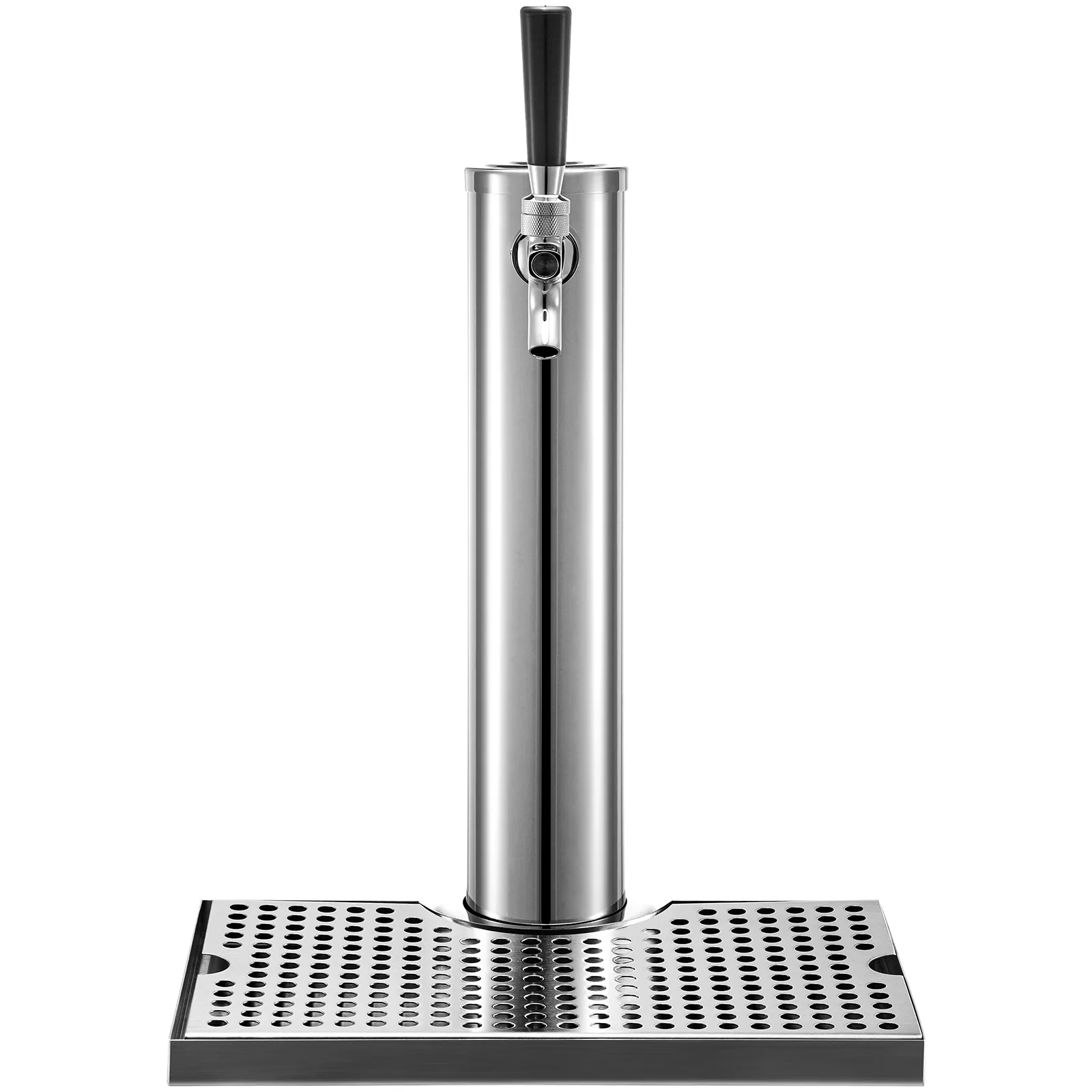 stainless steel VEVOR beer tower with single tap and drip tray.