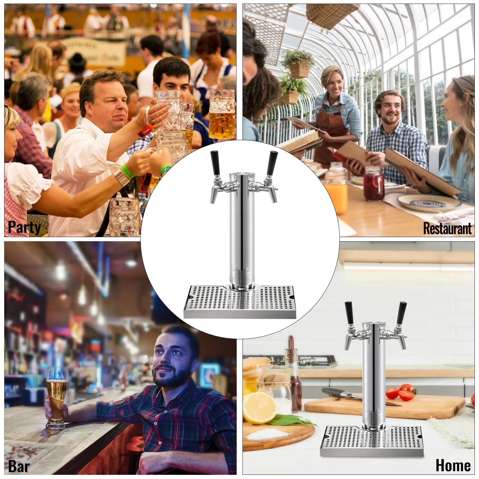 Torre de cerveza VEVOR exhibida en fiestas, restaurantes, bares y hogares.